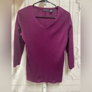 Bentley Arbuckle Ribbed V Neck Silk Cotton Blend XL Sweater